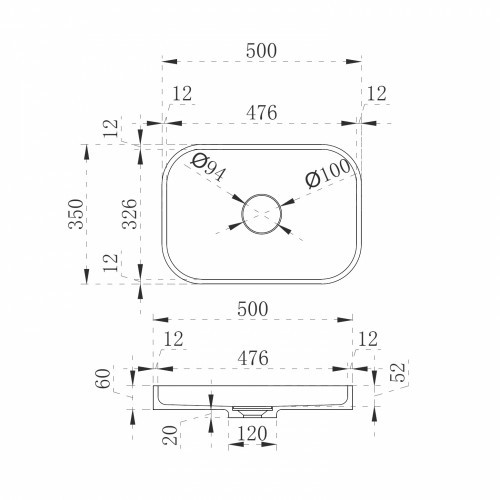 Раковина накладная ABBER Stein AS2602 белая матовая