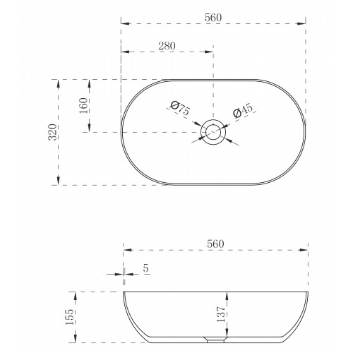 Раковина накладная ABBER Stein AS2611 белая матовая