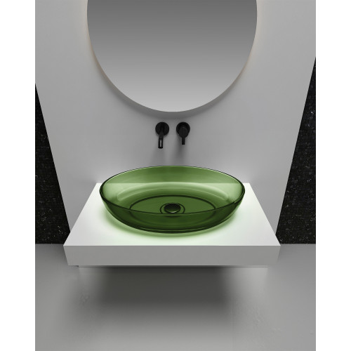 Раковина накладная прозрачная ABBER Kristall AT2801Emerald зеленая