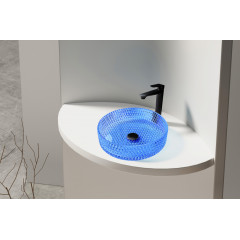 Раковина накладная стеклянная ABBER Glas AK2301DB синяя