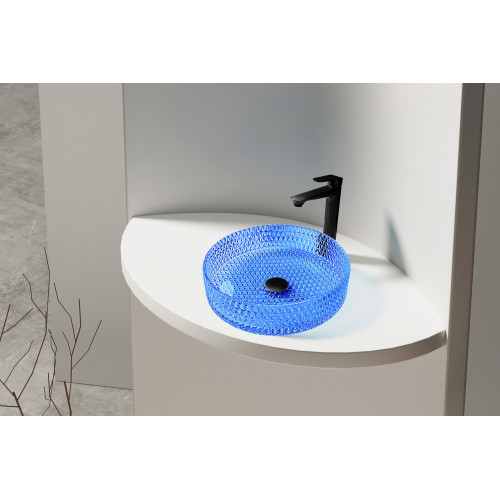 Раковина накладная стеклянная ABBER Glas AK2301DB синяя