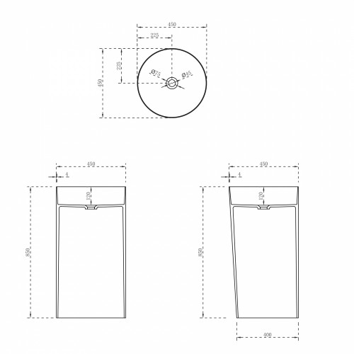 Раковина отдельностоящая ABBER Stein AS2506 белая матовая
