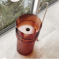 Раковина отдельностоящая прозрачная ABBER Kristall AT2701Opal-H коричневая