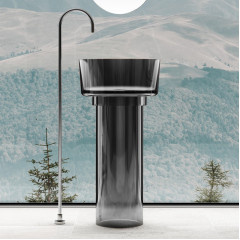 Раковина отдельностоящая прозрачная ABBER Kristall AT2702Onyx-H черная