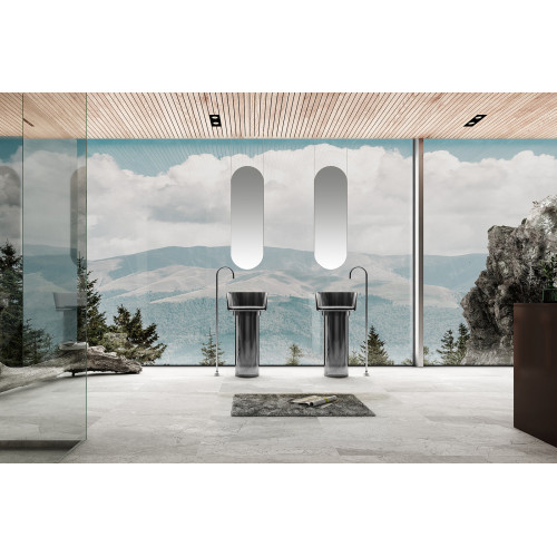 Раковина отдельностоящая прозрачная ABBER Kristall AT2702Onyx-H черная