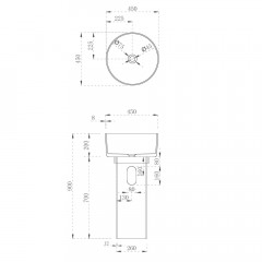 Раковина отдельностоящая прозрачная ABBER Kristall AT2702Onyx-H черная