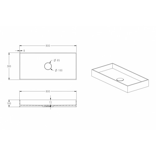 Раковина накладная ABBER Stein AS2622 белая матовая