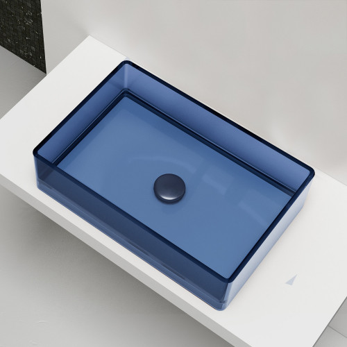 Раковина накладная прозрачная ABBER Kristall AT2803Saphir синяя