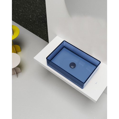 Раковина накладная прозрачная ABBER Kristall AT2803Saphir синяя