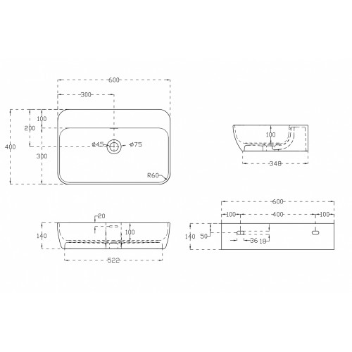 Раковина подвесная ABBER Stein AS2654 белая матовая