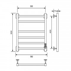 Полотенцесушитель электрический Barro-B, 50/60, черный