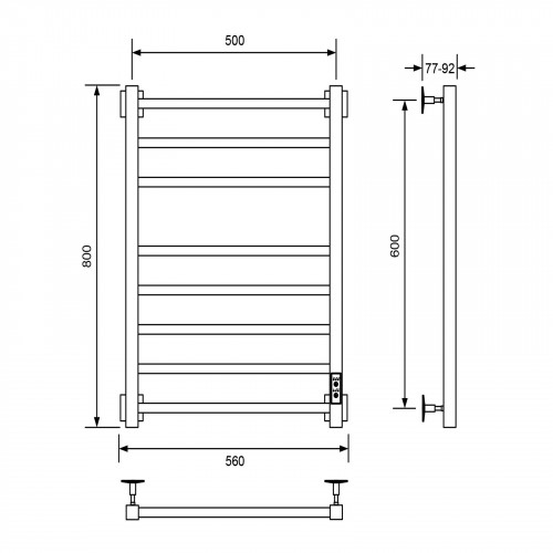 Полотенцесушитель электрический Barro-B, 50/100, черный