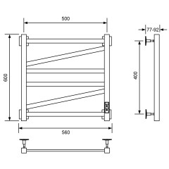 Полотенцесушитель электрический Barro-C, 50/60, черный