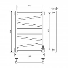 Полотенцесушитель электрический Barro-C, 50/80, черный