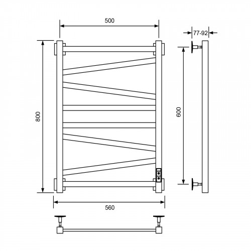 Полотенцесушитель электрический Barro-C, 50/80, черный