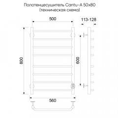 Полотенцесушитель электрический Cantu-A, 50/80, графит брашинг