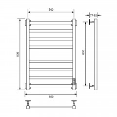 Полотенцесушитель электрический Barro-A, 50/80, черный