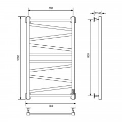 Полотенцесушитель электрический Barro-C, 50/100, черный