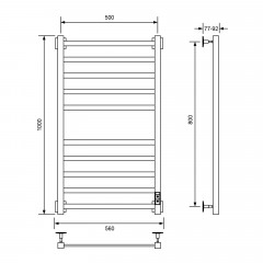 Полотенцесушитель электрический Barro-A, 50/100, черный