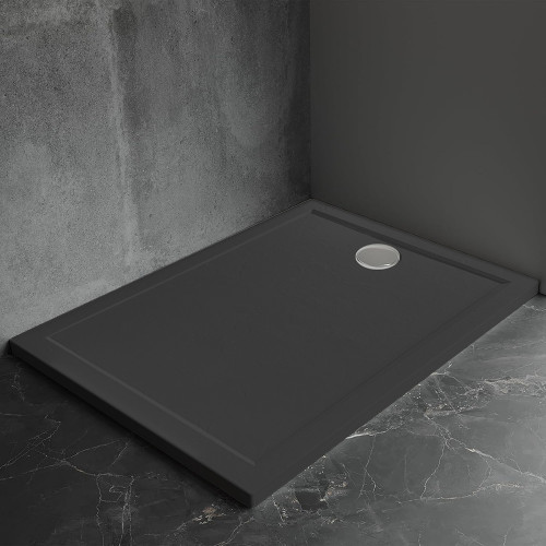 Душевой поддон Veconi Pietra B, 1000x900x30, искусственный камень, черный