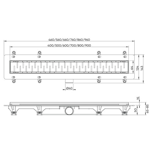 Душевой лоток Veconi Stesso Line Black 900
