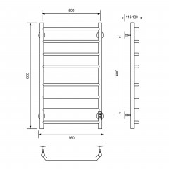 Полотенцесушитель электрический Cantu-A, 50/80, хром