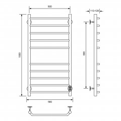 Полотенцесушитель электрический Cantu-A, 50/100, хром