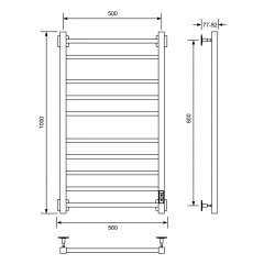 Полотенцесушитель электрический Barro-B, 50/100, хром