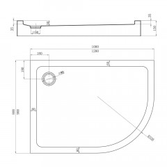 Душевой поддон Veconi Tezeo Acrylic TZ-55LB, 1000x800x150, акрил, черный