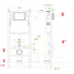 Инсталляция для унитаза VECONI FRAME600, 500x165x1125