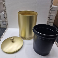 3SC BALLY Ведро Ø220х300 мм., с крышкой, ручка Zar, цвет Matt Satin Brass