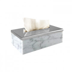 3SC Elegance MARMO Контейнер для салфеток 23х12,5хh7см, цвет: мрамор bianco carrara/хром
