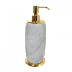3SC Elegance MARMO Дозатор для жидкого мыла, настольный, цвет: мрамор bianco carrara/золото 24к. Lucido