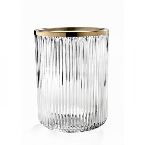 3SC Elegance Ведро, без крышки, 20хh28х20 см, цвет: прозрачный хрусталь/Satin Brass