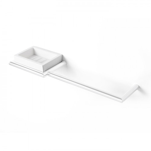3SC Guy Полотенцедержатель и мыльница слева, подвесная, композит Solid Surface, цвет: белый матовый/белый матовый