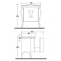 Galassia Ethos 8479NE Подстолье под раковину 75 см