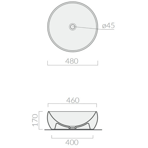Galassia Dream 7333 Накладная раковина Ø 480 мм (белый глянцевый)