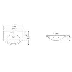 Раковина подвесная на 56 см HATRIA SHIRLEY Y0BI01