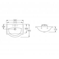 HATRIA Sophie Y0HG01 - Раковина для ванной комнаты 56*45 см | универсальный монтаж