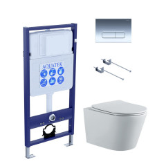 SET AQUATEK ВЕГА-1905-016 (рама AQUATEK Standard INS-0000012 с клавишей KDI-0000016 и крепежом KKI-0000001+унитаз ВЕГА AQ1905-00 с тонким сиденьем sc