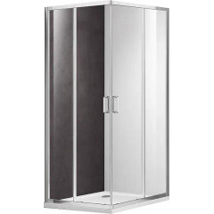 AQ ARI KV 08020CH Душевой уголок квадратный, двери раздвижные 800x800x2000 профиль хром, стекло прозрачное (AQ NAA 1142-80)