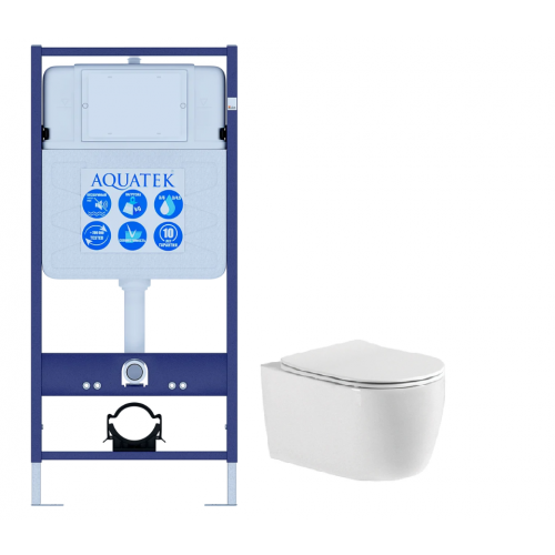 Set AQUATEK ЕВРОПА (рама AQUATEK Standard INS-0000012+звукоизоляционная прокладка+унитаз ЕВРОПА AQ1106-00+тонкое сиденье с механизмом плавного закрыва