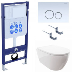 SET AQUATEK ПОЛАРИС (рама AQUATEK Standard INS-0000012+унитаз ПОЛАРИС AQ0700-00 с тонким сиденьем soft-close+ крепеж KKI-0000002 +панель KDI-0000015)