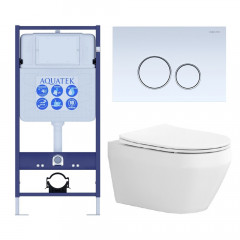 SET AQUATEK ЛЕЯ-015 4в1 (рама AQUATEK Standard INS-0000012+крепеж KKI-0000002+клавиша KDI-0000015+унитаз ЛЕЯ AQ1199-00 с тонким сиденьем soft-close)