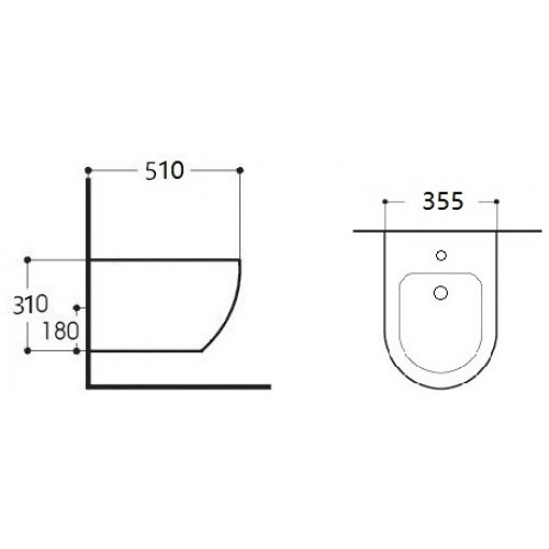 AQ1016-00 ЕВРОПА Биде подвесное 510*355*310