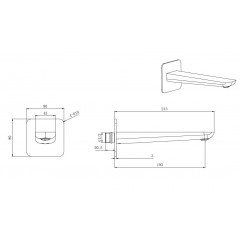 AQ1041CR ВЕГА излив для ванны 190 мм