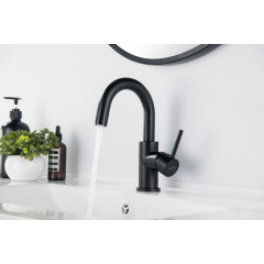 AQ1307MB ЕВРОПА смеситель для раковины, без донного клапана, матовый черный