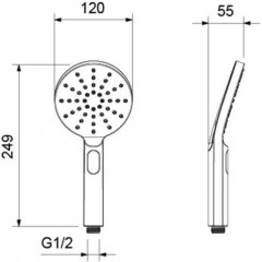 AQ2006CR ОБЕРОН ручной душ Select 120 3 jet