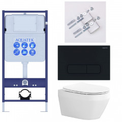 SET AQUATEK ЛЕЯ Т (рама AQUATEK Standard INS-0000012, клавиша KDI-0000017 ,KKI-0000002 крепёж+унитаз ЛЕЯ AQ1199T-00 с тонким сиденьем soft-close