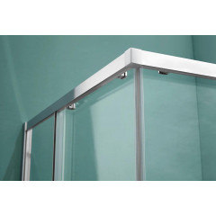 AQ ARI KV 08020CH Душевой уголок квадратный, двери раздвижные 800x800x2000 профиль хром, стекло прозрачное (AQ NAA 1142-80)